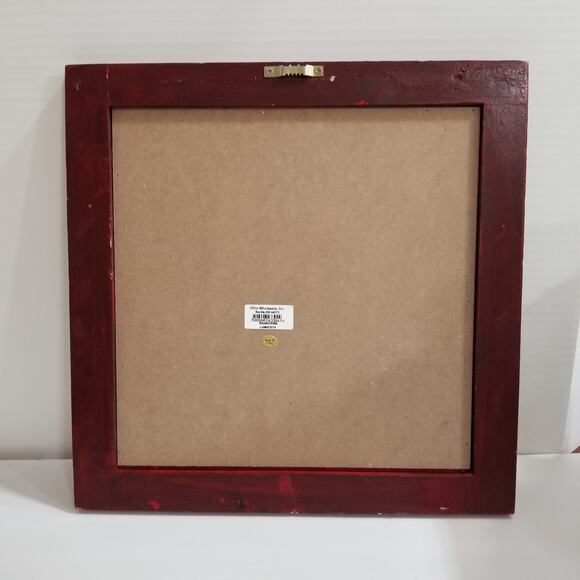 Rustic framed in dark red wood signed print of a snowman - Picture 4 of 8